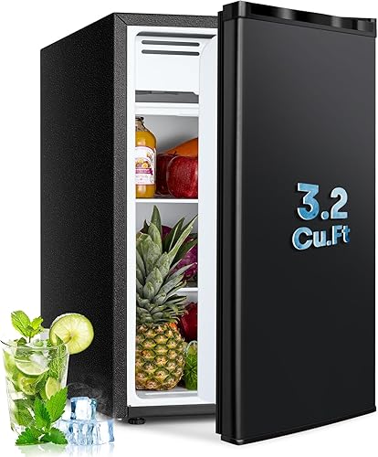 Miniatura 1 de Refrigerador compacto de 3.2 pies cúbicos con congelador, 7 ajustes de temperatura, refrigerador compacto de una sola puerta, termostato ajustable y