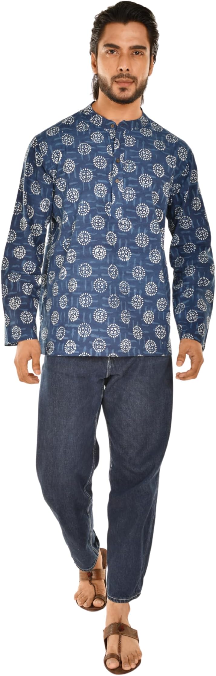 - Men’S Short Kurta | Comfortable 100% Cotton Ethnic Kurta for Casual Wear, Festive Occasions & Daily Use | Stylish Traditional Kurta for Men Blue