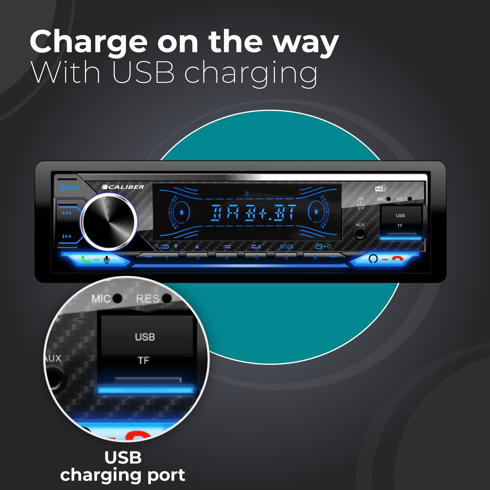 Caliber Autoradio Dab+ & Bluetooth, 1-DIN, Kit Mains-Libres, 4x100W, Multicolore, INCL. Antenne Dab+ & Micro Externe (RMD058DAB)