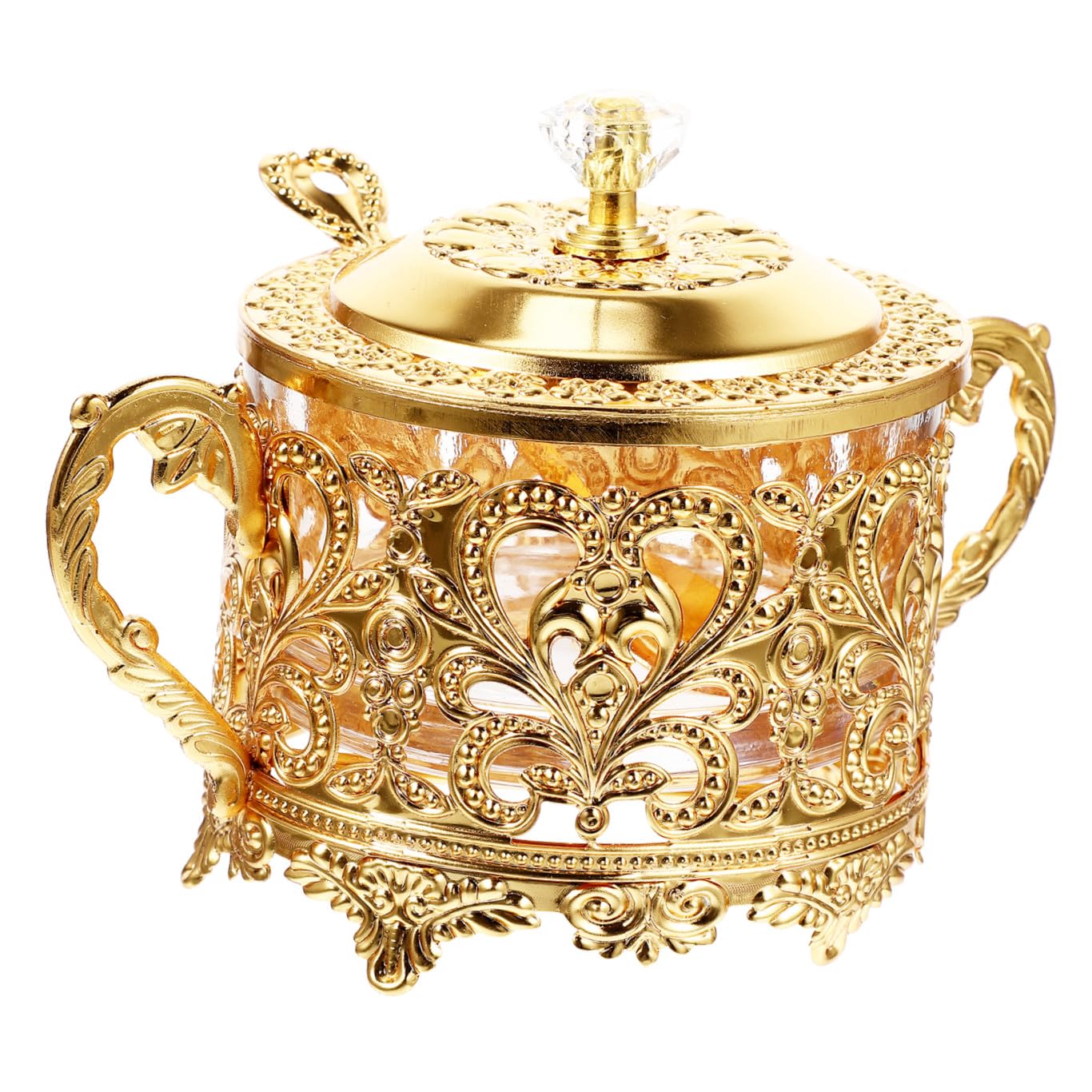 Tarro para especias Cabilock de metal dorado que añade elegancia vintage a tu mesa de cocina