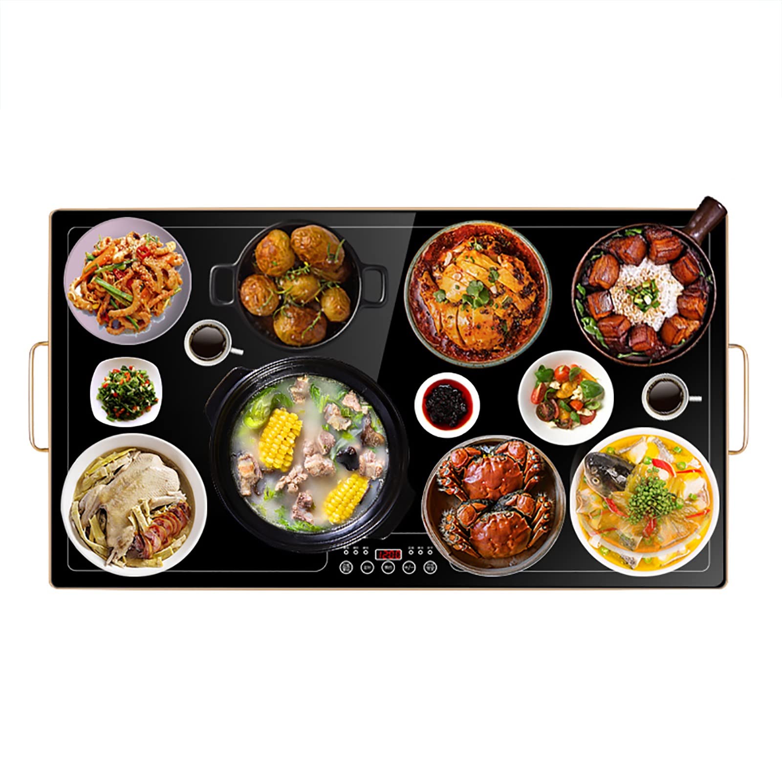 Bandeja calefactora eléctrica, Calentador de Alimentos para Fiestas, Control de Temperatura Ajustable, Adecuado para cenas Familiares, Fiestas