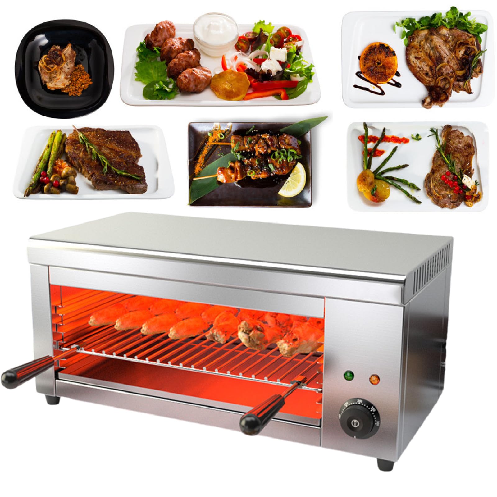Elektryczny opiekacz do sera 122-572°F, opiekacz Salamander, elektryczny grill Raclette do topienia sera, piekarnik toster ze stali nierdzewnej do montażu na ścianie lub na blacie