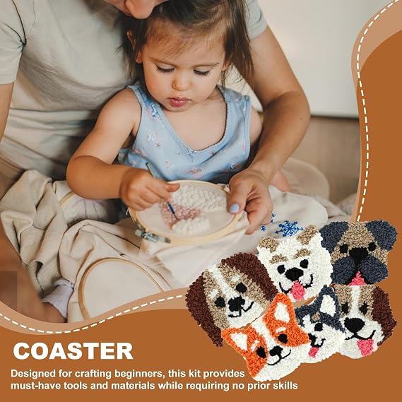 Punch Needle Kit for Beginners Animal Pattern Punch Needle Coaster Kit