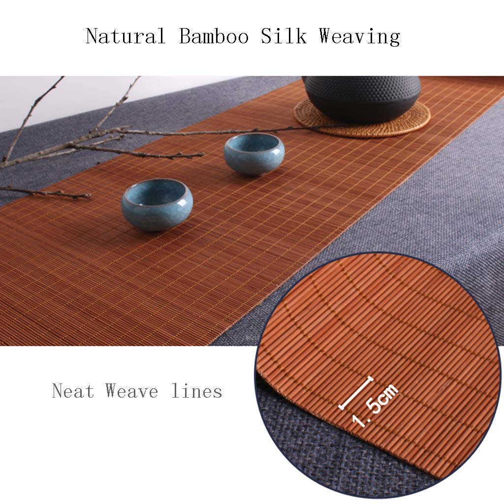 Camino de Mesa de bambú Natural de Estilo japonés, Mantel Antideslizante, manteles Individuales de Cocina para el hogar, Color té (tamaño: 50 y Veces; 240 cm)