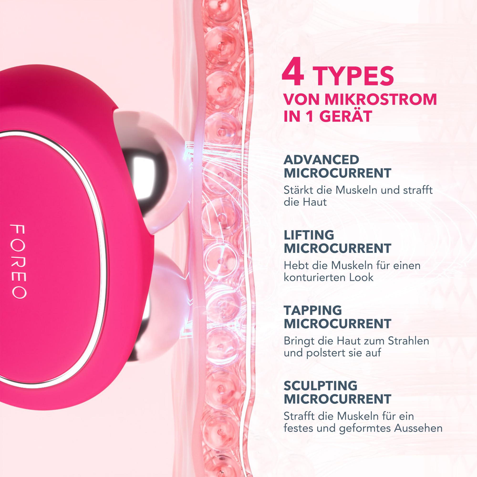 FOREO Total Facelift Set - BEAR 2 Fuchsia Mikrostrom-Gesichtsmassagegerät + SUPERCHARGED SERUM 2.0 30 ml + SUPERCHARGED HA+PGA Intensive Feuchtigkeitspflege mit 3X Wirkung 50 ml - Anti-Aging