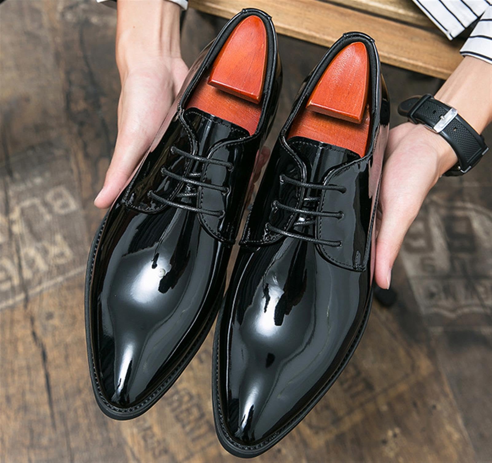 Scarpe Uomo Oxford Vernice Sfumate Business Matrimonio Lavoro | Stringate Uomo Eleganti Scarpe in Pelle PU Lucida Suola in Gomma Antiscivolo Comode Calzature per Ufficio Cerimonia