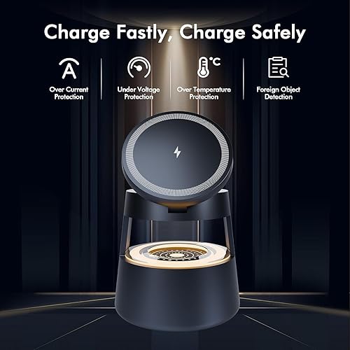 Miniatura 8 de Estación de carga inalámbrica para Magsafe soporte de carga rápida 4 en 1 de 15 W con luz de hongo para iPhone 17 16 15 14 13 12 Pro Max - para