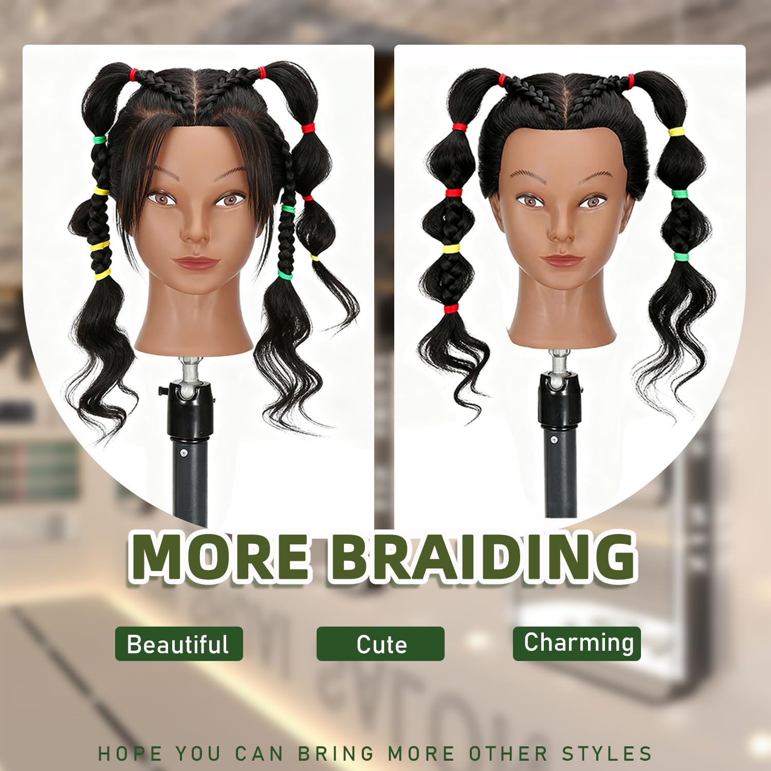Ineffable 16"Mannequin Head with Hair Mannequin Head for Braiding Hairstylists Manikin Head Cosmetology Doll Head for Hair Styling (16inch)
