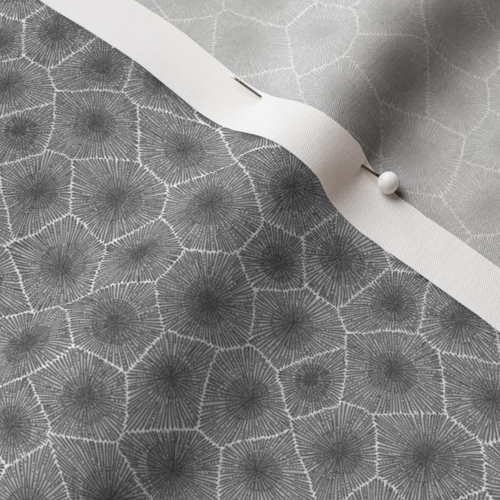 Spoonflower Fabric - Petoskey Stone Dark Greyscale Small Grey Geology Geek Printed on Cotton Poplin Fabric by The Yard - Sewing Shirting Quilting Dresses Apparel Crafts