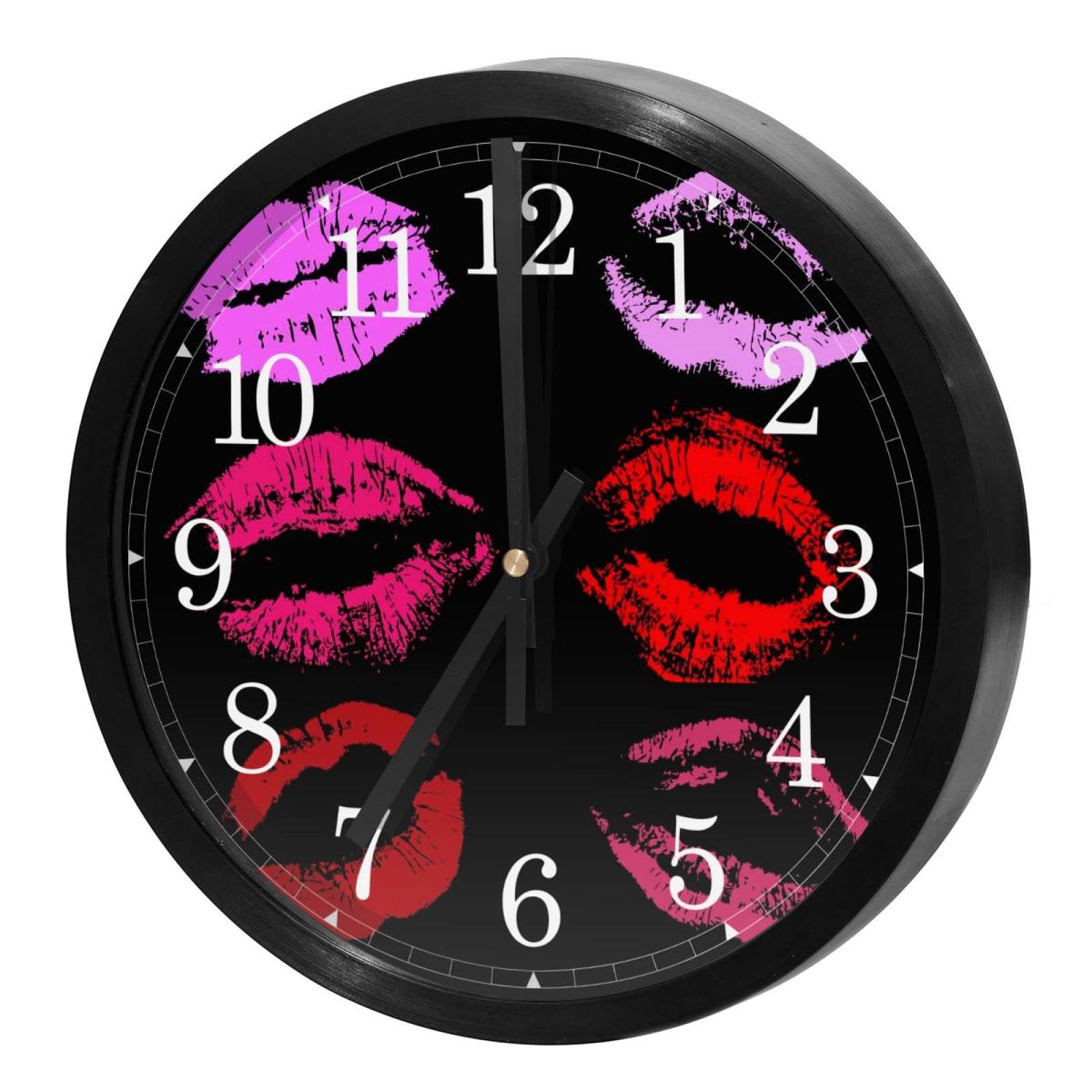 Horloge murale silencieuse à quartz design lèvres noires