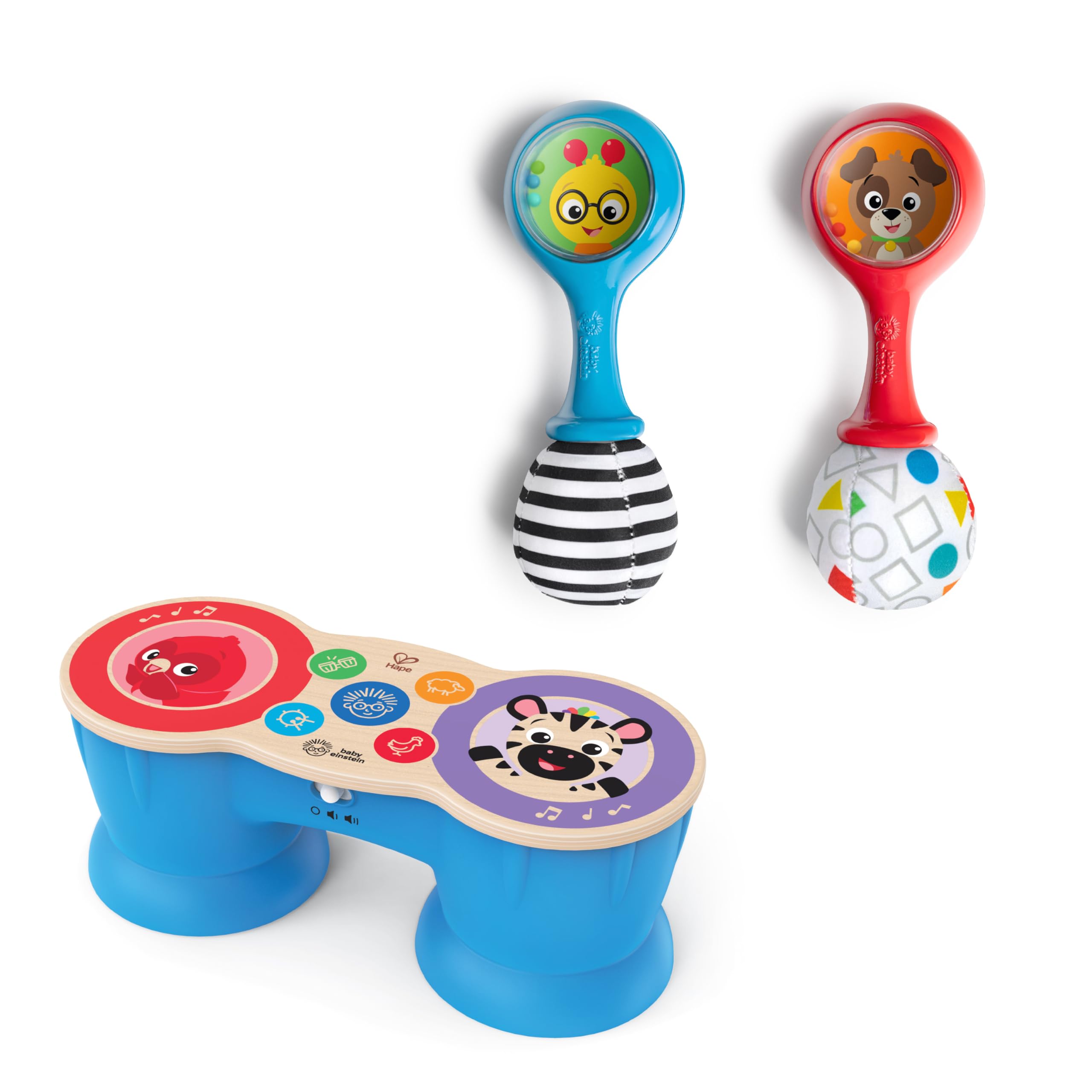 Baby Einstein First Tunes Drum &amp; Shakers Musical Gift Set, with Maracas and Toy Drum, Ages 6 Months and Up