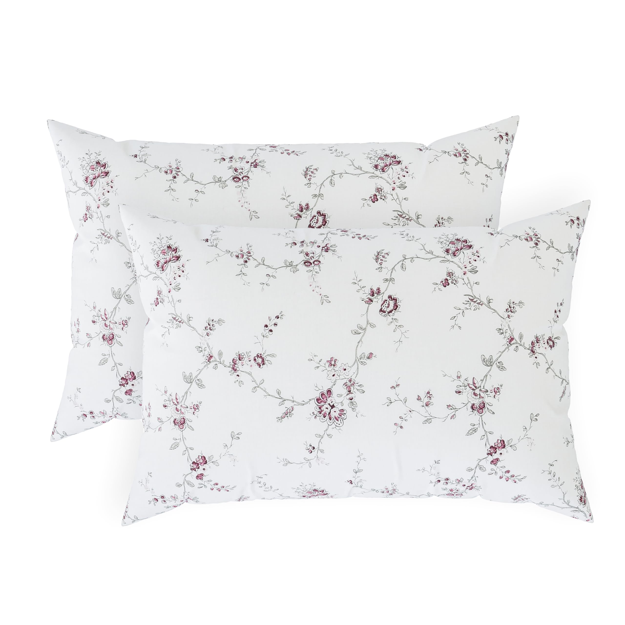 LINENWALAS 100% Cotton Percale Large Standard Size Pillow Case Set of 2, Crisp and Cooling 200 TC, Premium Cotton Printed Bed Pillow Covers (20x30 inch, Vineyard)