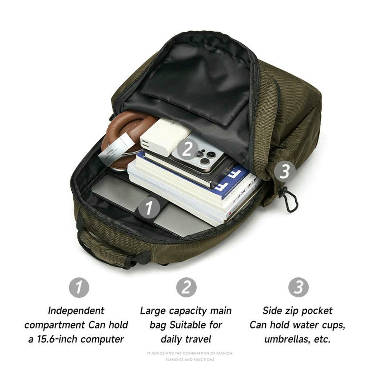 Rucksack Reiserucksack Mit Großem Fassungsvermögen Für Herren, wasserdichte Schul- Und Laptoptasche, Erweiterbarer Business-wanderrucksack-Oxford-schwarz