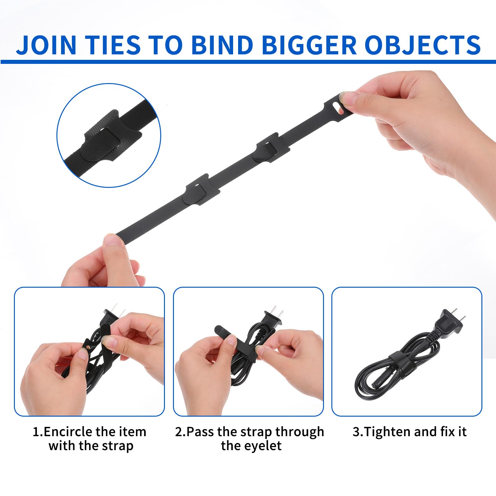 Snapklik.com : 90 PCS Reusable Fastener Straps Cable Ties Reusable Data ...