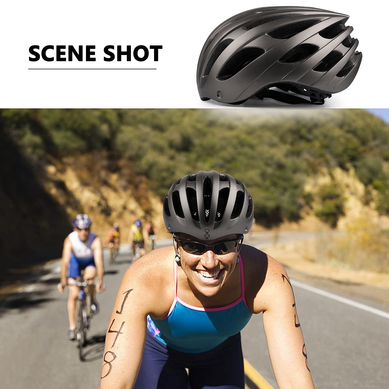 Shinmax Kask Rowerowy Mężczyźni Kobiety, MTB z USB Magnetyczne światło ochronne UV Wizjer Naklejka Jasna, Unisex Regulowany Kask rowerowy na deskorolkę Certyfikat CE 57-62 CM (RC-049)