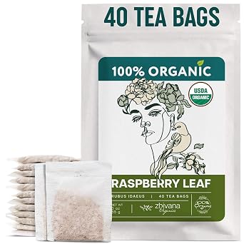 Organic Raspberry Leaf Tea Bags 40 TeaBags - Red Rasberry Leaf Tea for Womens Cramps, Hormone Balance, Fertility Te de Hoja de Frambuesa Roja