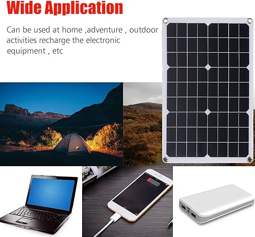 Miniatura 7 de Tablero de cargador solar de 20 W, panel solar, cargador de batería impermeable flexible para vehículos al aire libre, barcos de pesca, casas