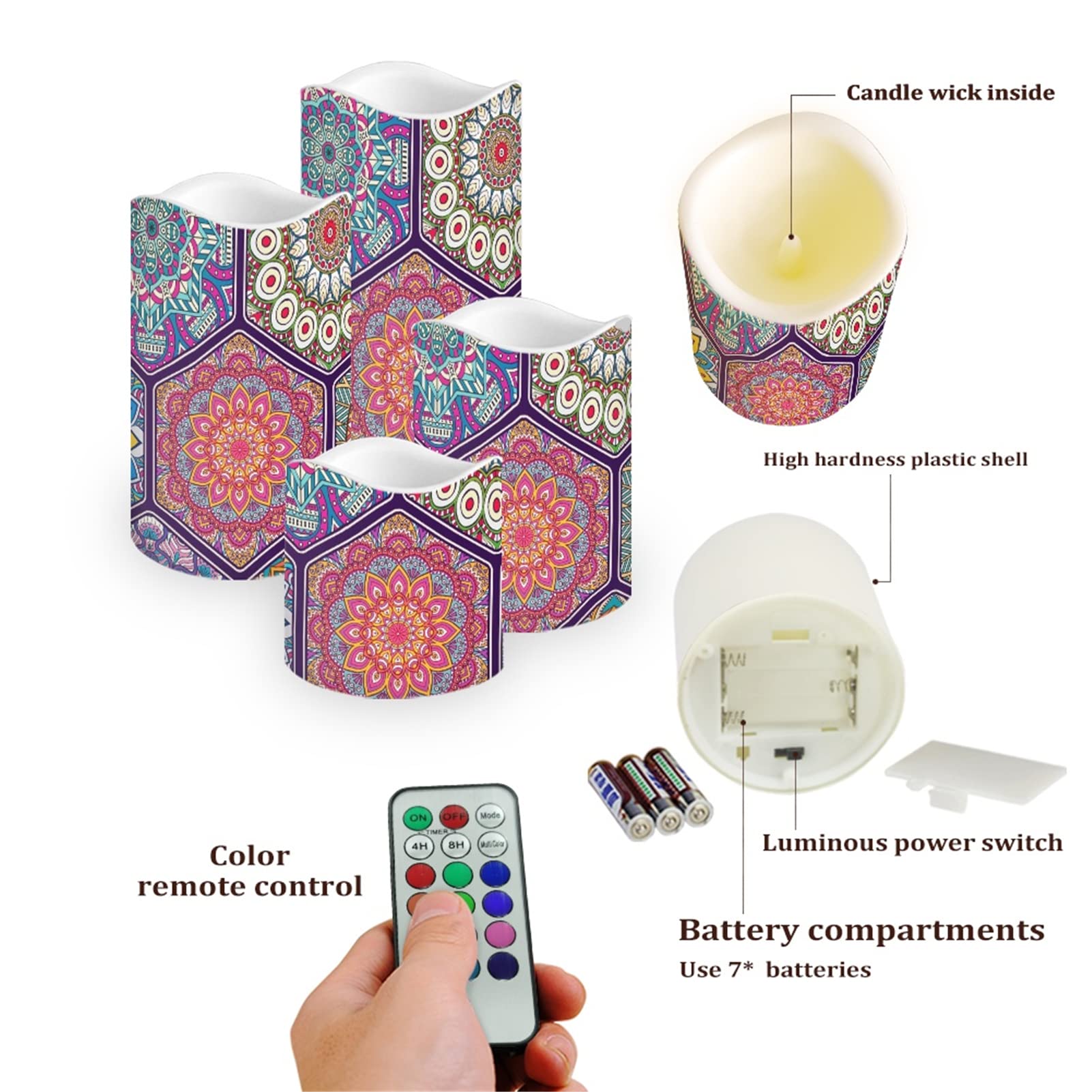 Fiori etnici LED Candele tremolanti Elettriche per Camera Da Letto Casa Partito di Nozze Atmosfera Batteria Tea Lights Senza fiamma