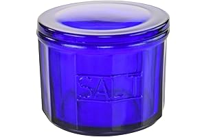Home-X Azure Sea Depression Glass Salt Cellar with Lid