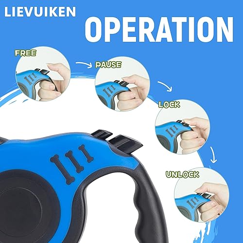 Miniatura 5 de Correa retráctil para perro, cinta telescópica automática para perros, cinta para mascotas de 1016 pies, duradera y cómoda, con mango