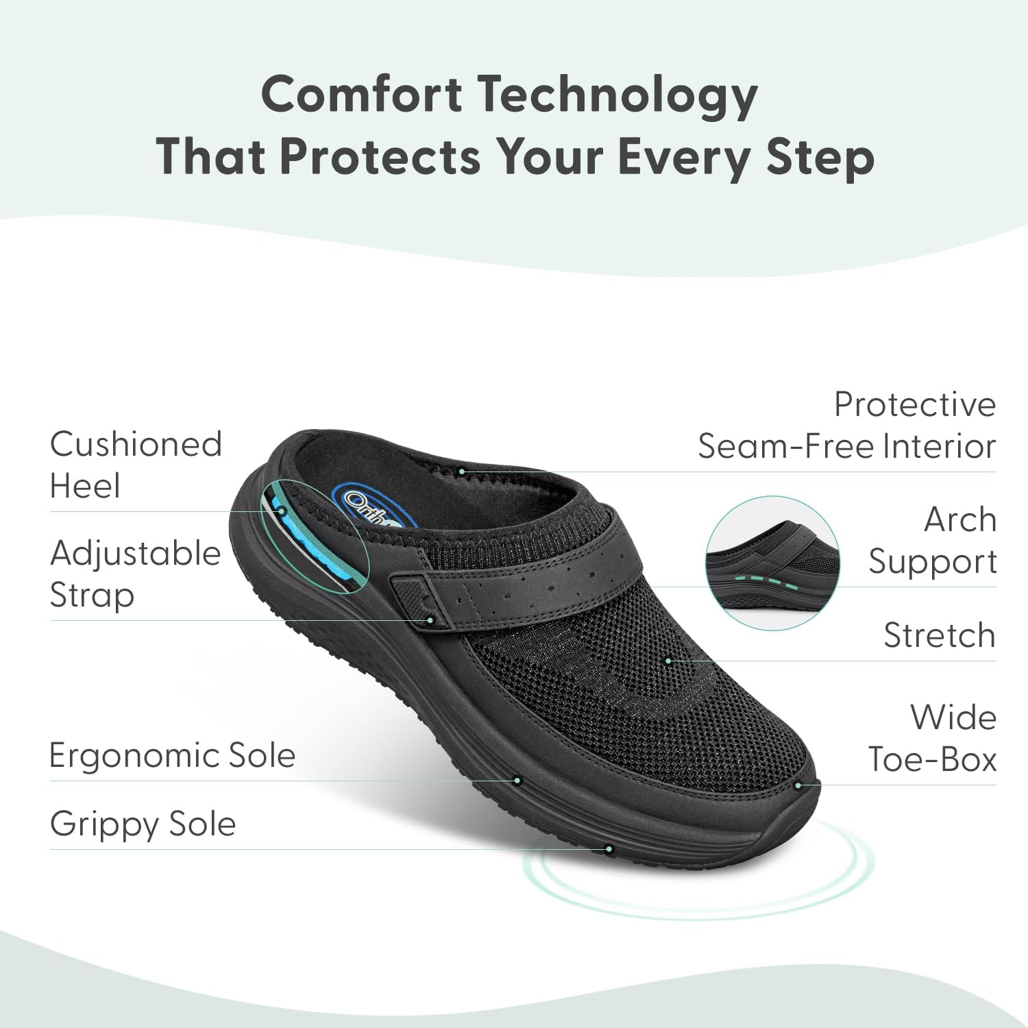 Orthofeet Women's Orthopedic Knit Iris Slip On Mule Sneakers - Image 3