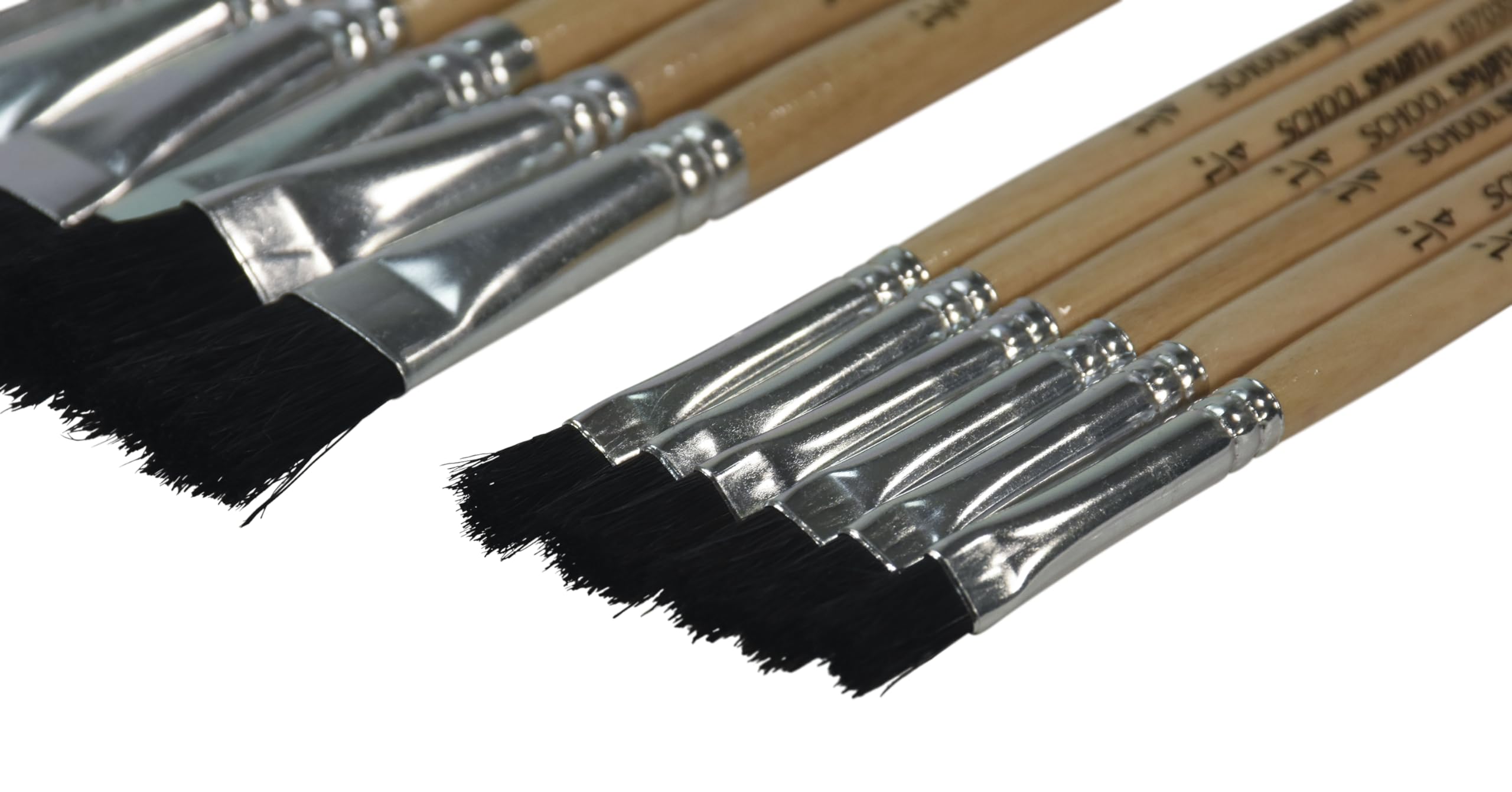 School Smart Black Bristle Paint Brushes with Short Wooden Handles for School and Arts and Crafts Use, Bulk Set of 24 - Image 2