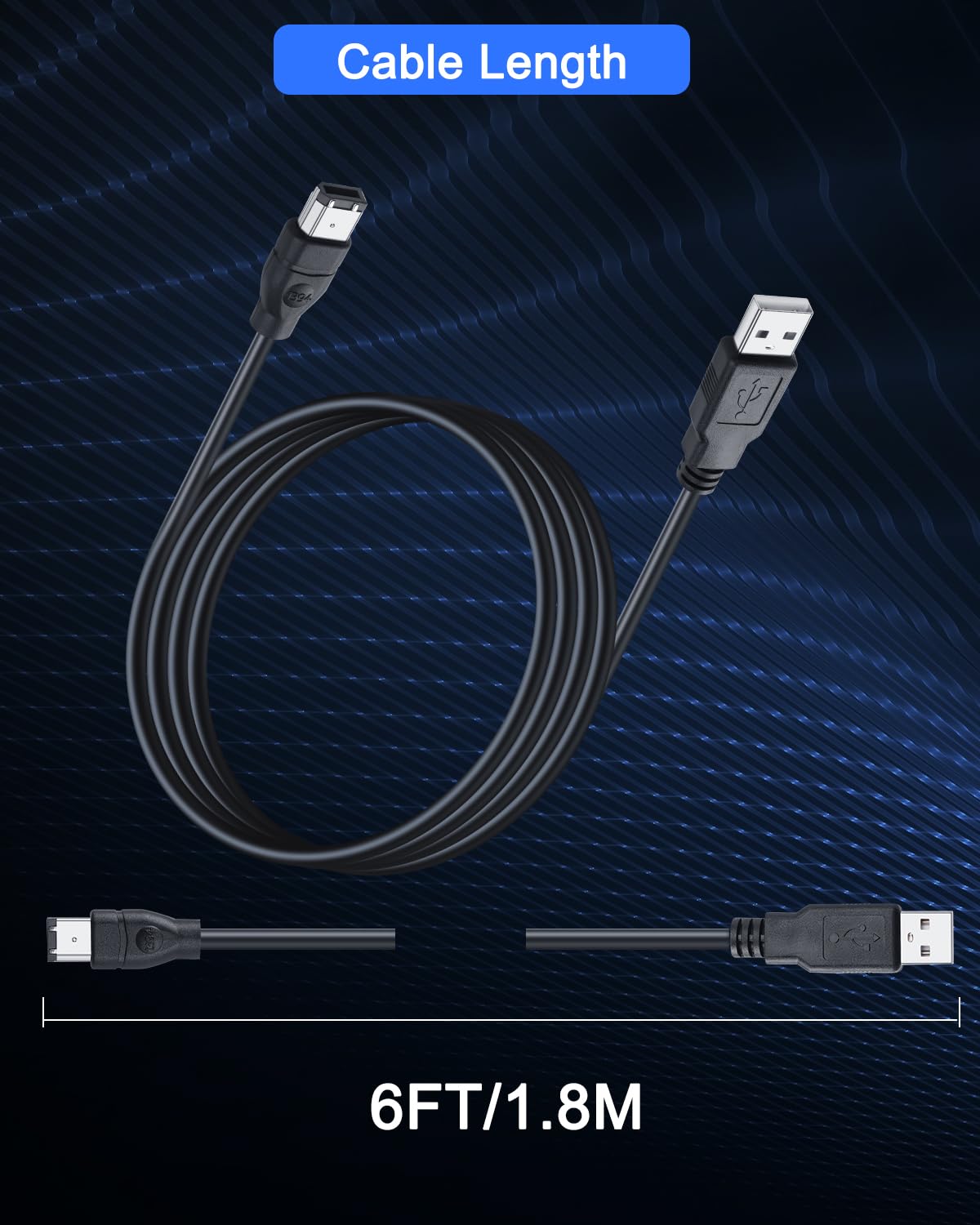 ATTENZIONE: SOLO PER PC CON CHIP 1394 Cavo adattatore Firewire da 6 pin a USB 2.0, cavo convertitore IEEE 1394 a 6 pin per stampante, scanner, fotocamera digitale, disco rigido, 1,8 m