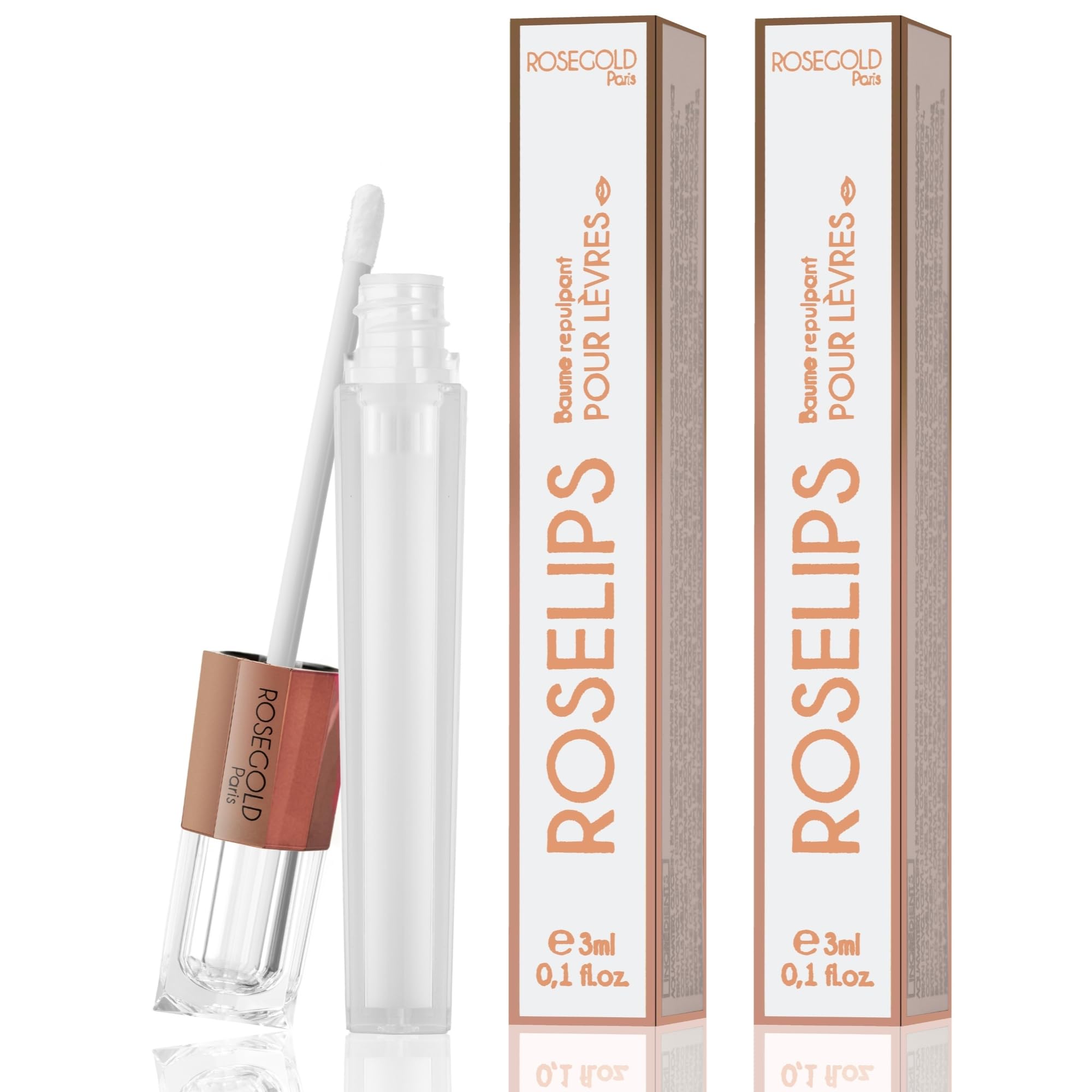 ROSEGOLD ROSELIPS Bálsamo Labial Repulpante - Acción repulpante con Ácido Hialurónico - 98% ingredientes naturales, define e hidrata los labios dándoles volumen - Cruelty free Vegano (2 Meses)