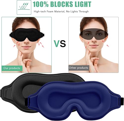 Miniatura 9 de BeeVines Máscara para dormir, paquete de 2 máscaras de ojos para dormir contorneadas en 3D para extensiones de pestañas, máscara moldeada nocturna