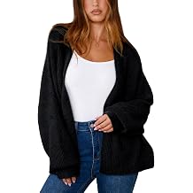 FAlABLE Womens Open Front Cardigan,Soft Knit Long Sleeve Relaxed Fit Sweater Cardigan for Casual Layering Fall Winter