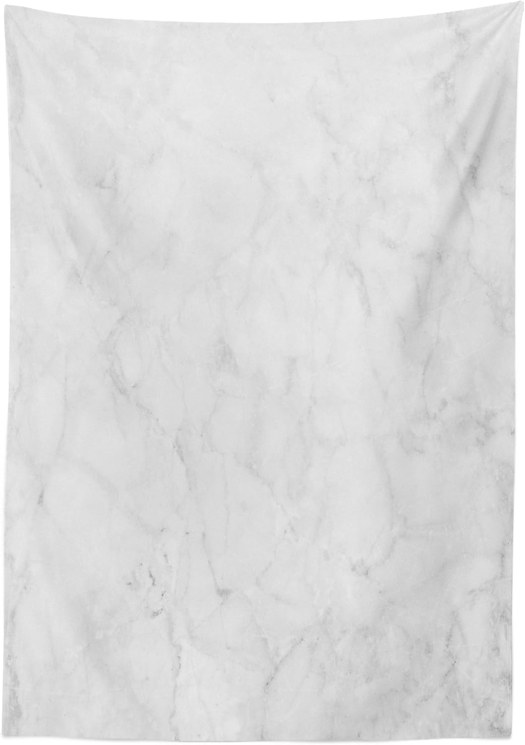 Ambesonne Marble Tablecloth, Abstract Granite Cracks Stone Formation Pattern Mine Veins Ceramic Style Image, Dining Room Kitchen Rectangular Table Cover, 52" X 70", Grey Dust 52" X 70" Grey Dust