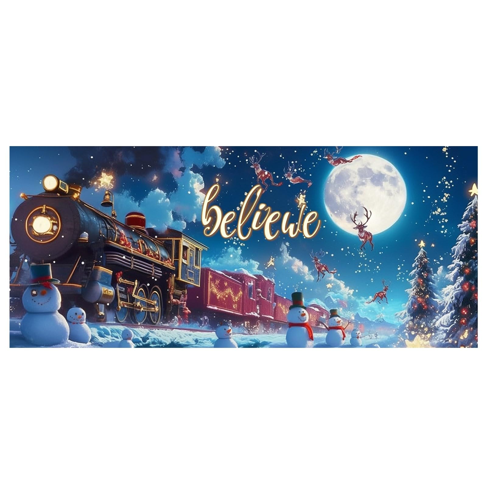 Cartel de graduación grande para puerta de cochera al aire libre para temporada de vacaciones, doble letrero de bienvenida con diseño de trineo de Papá Noel, reno, fiesta festiva