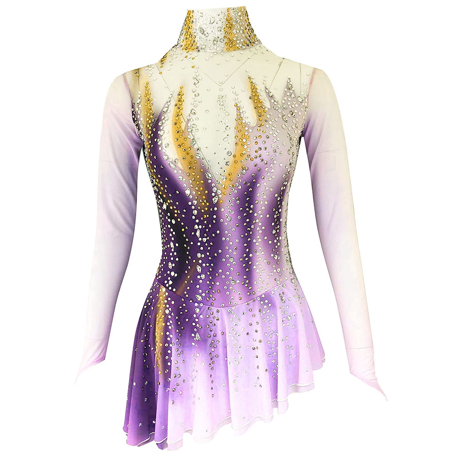 Amazon.com: Figure Skating Dress Women, Girls Dance Competition  Professional Performance Long Sleeve Clothing Dresses Skating Open Back 3  Colors,Light Purple,XL : Clothing, Shoes & Jewelry