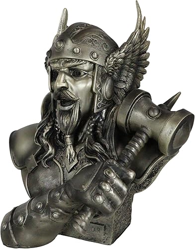 Miniatura 4 de Ebros Gift Gran Thor Odinson empuñando Mjolnir Martillo Busto Estatua 11" Alto Mitología nórdica Dios del Trueno Rayo Martillo Mjolnir Donar Hijo de
