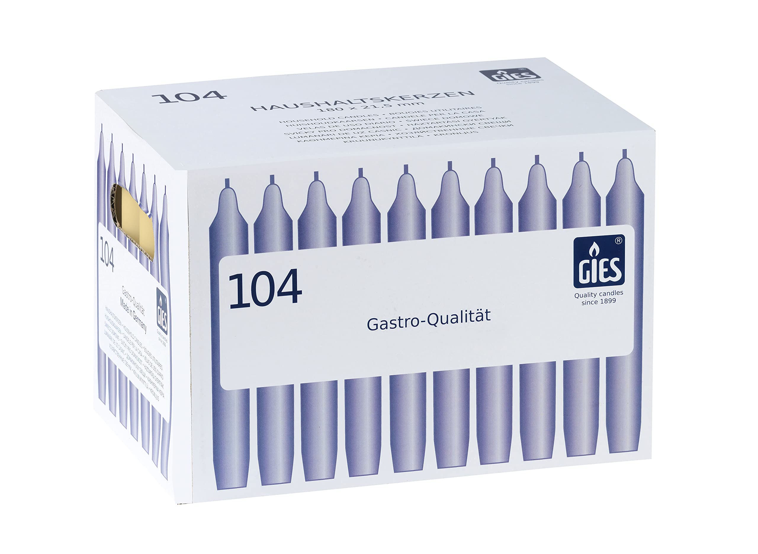 Gies 205-149001-14 Haushaltskerzen, 180 x 21,5 mm, 104-er Karton, Champagner