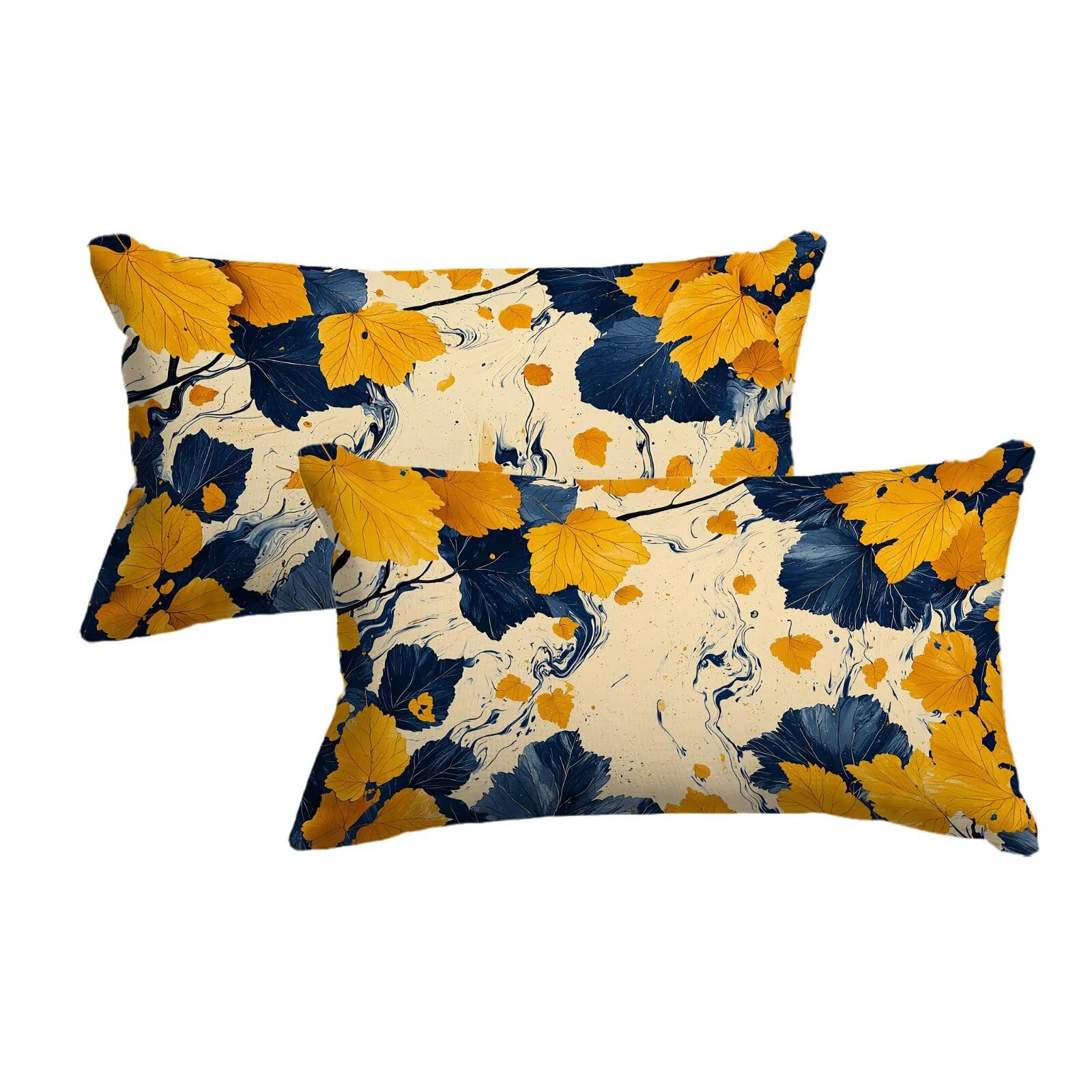 Housse coussin extérieur jaune 40x60 taie oreiller imperméable fleur lin pour canapé