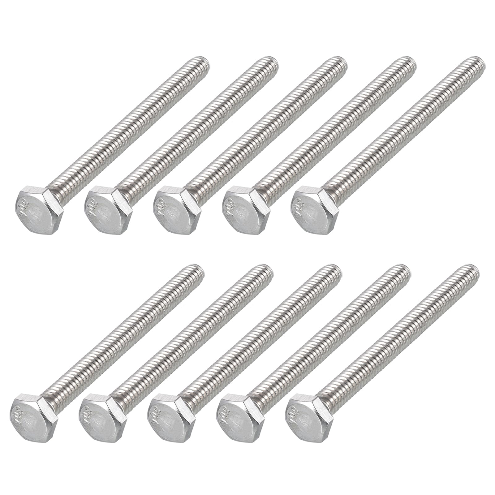 METALLIXITY Hex Head Bolts (1/4-20 x 2-3/4") 20Pcs, 304 Stainless Steel 18-8, Fully Threaded, External Hex Drive
