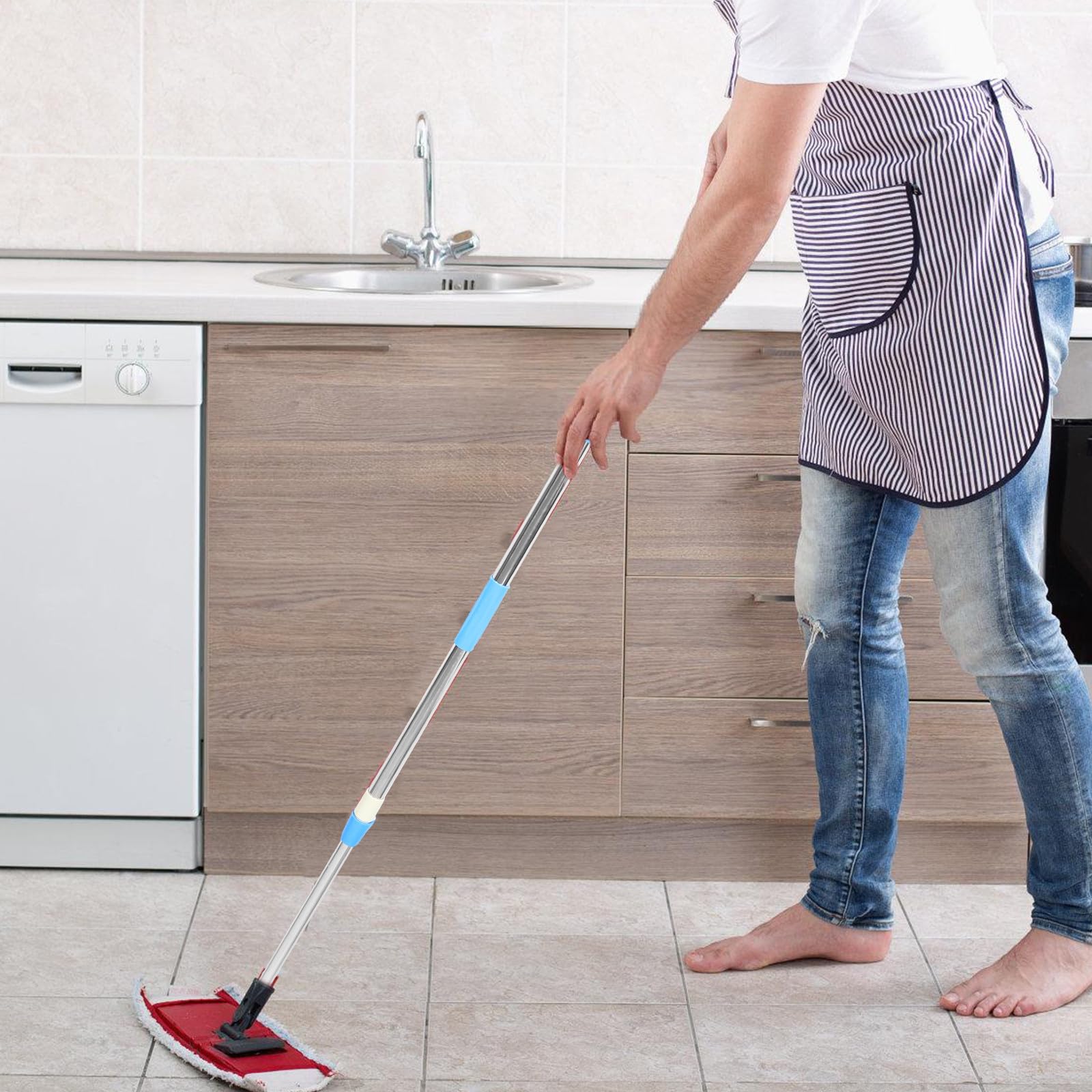 Beavorty Manche de Rechange pour Balai en Acier Inoxydable Mécanisme Télescopique Ajustable et Design Rotatif à 360 Degrés Nettoyage