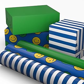 Image Arts Birthday Wrapping Paper Mini Rolls, 3-Pack (Stripes, Green)