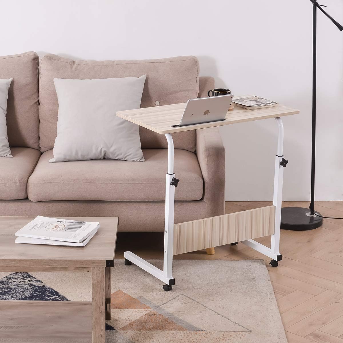 Up To 60% OFF Natwind 31.5 Inches Height Adjustable Mobile Side Table with Tablet Slot & Wheels Movable Portable Workstation Laptop Computer Stand for Bed Sofa White Maple Black Friday - 50% OFF Natwind 31.5 Inches Height Adjustable Mobile Side Table with Tablet Slot & Wheels Movable Portable Workstation Laptop Computer Stand for Bed Sofa White Maple