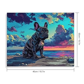 フレンチブルドッグ　アクリル画　原画　絵画　F0号 フレンチブルドッグ アクリル画 原画 絵画 F0号