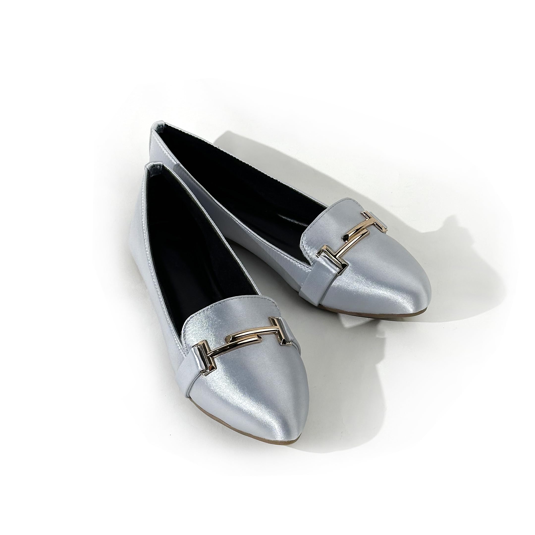 Bellies for Women Flat Belly Satin Lycra Embellished Buckle Comfortable Shoes Formal & Casual Pink Black Silver-image-35
