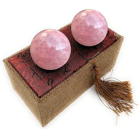 Rose Quartz Baoding Balls for Women – 1.4" Pink Crystal Healing Balls...