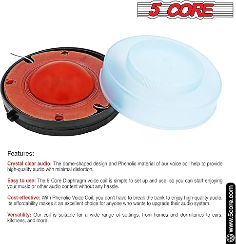 Miniatura 2 de 5 CORE Bobina de voz de repuesto para tweeter de 2.000 in, reemplazo universal de diafragma de bocina de 2 pulgadas, 16 , gran calidad de sonido,