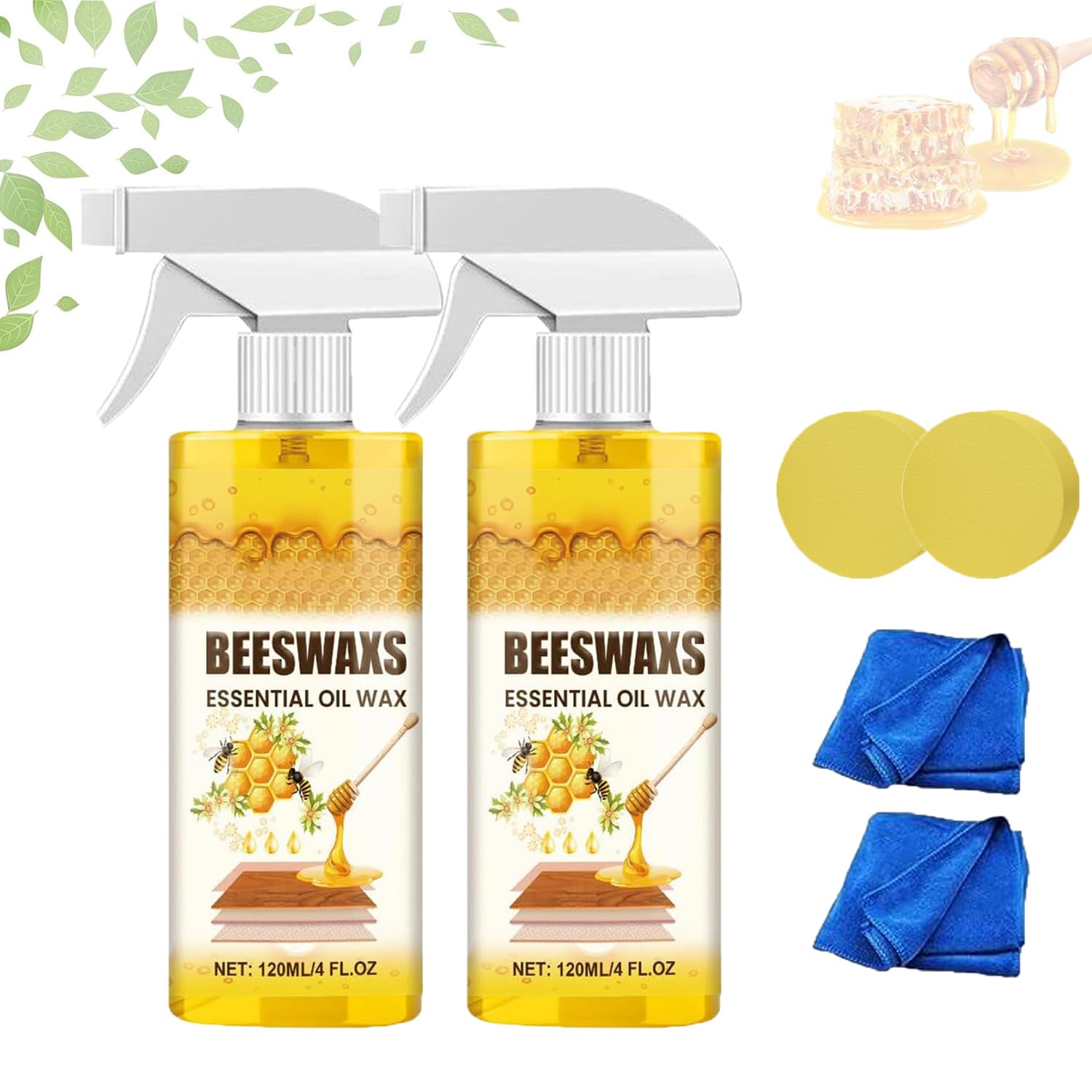 Bienenwachs Spray Fur Holzmobel, Beeswax Polish For Wood, Bienenwachs Spray Beeswax, Bienenwachsspray, Holzmöbel-Polieren Und Reinigungsspray Für Möbel, Böden, Tische, Schränke (2pcs)
