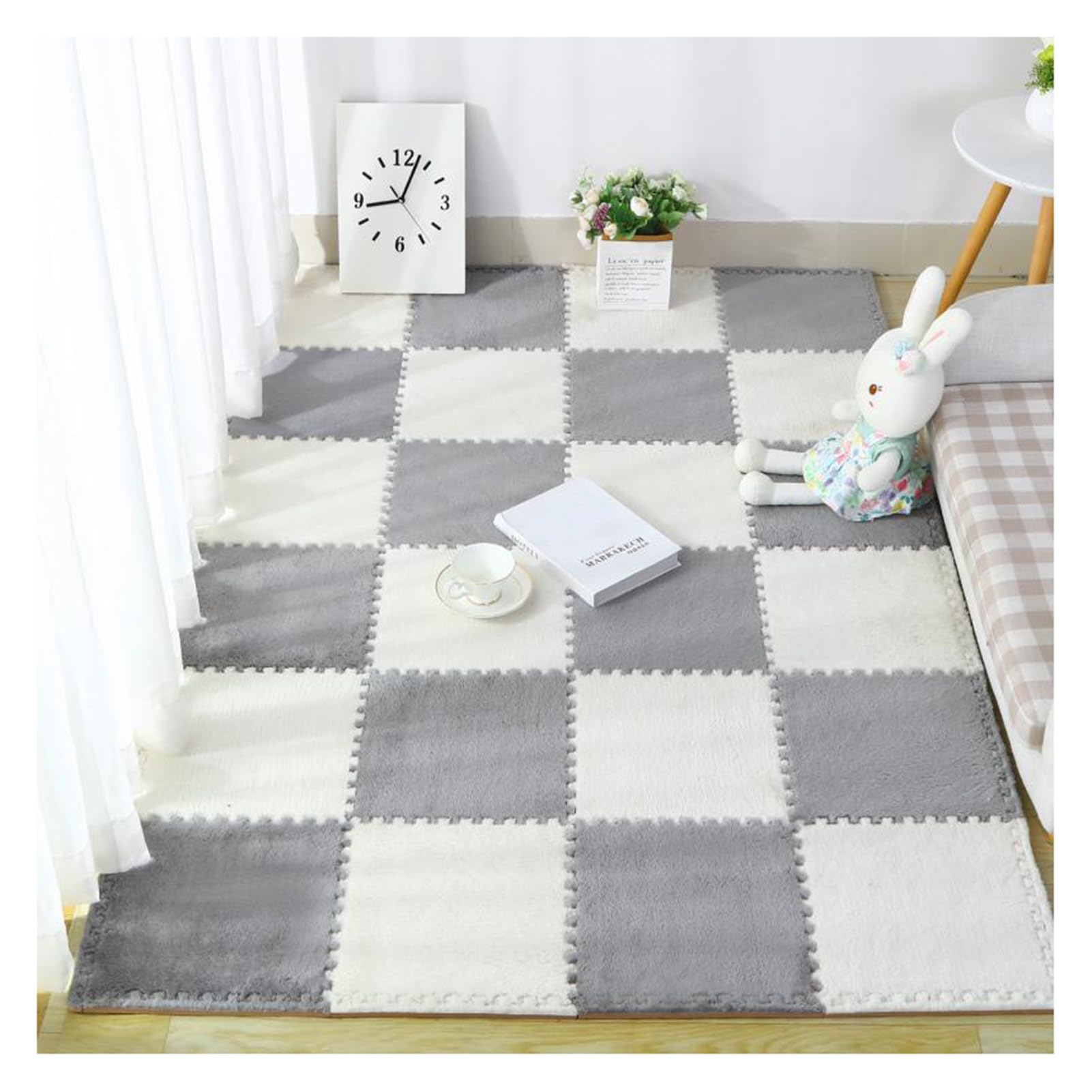 10 Pièces Tapis de Sol Emboîtables en Mousse épaisse en Peluche, Dalles de Moquette Carrées en Douces et Hirsutes - Auto 10 Pièces Tapis de Sol Emboîtables en Mousse épaisse en Peluche, Dalles de Moquette Carrées en Douces et Hirsutes - Auto