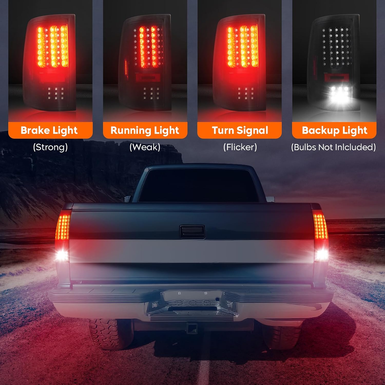 Tresound LED Tail Light for Dodge Ram 1500 2013-2018, Ram 2500 & 3500 2014-2018, for 2019-2024 RAM 1500 Classic [Only fit Factory LED Model NOT fit Halogen version] Black Housing Smoked Lens
