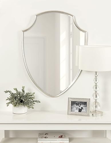 Miniatura 6 de Kate and Laurel Caskill - Espejo de pared tradicional con escudo de 24 x 32 pulgadas, plateado, espejo decorativo y glamoroso con marco en forma de