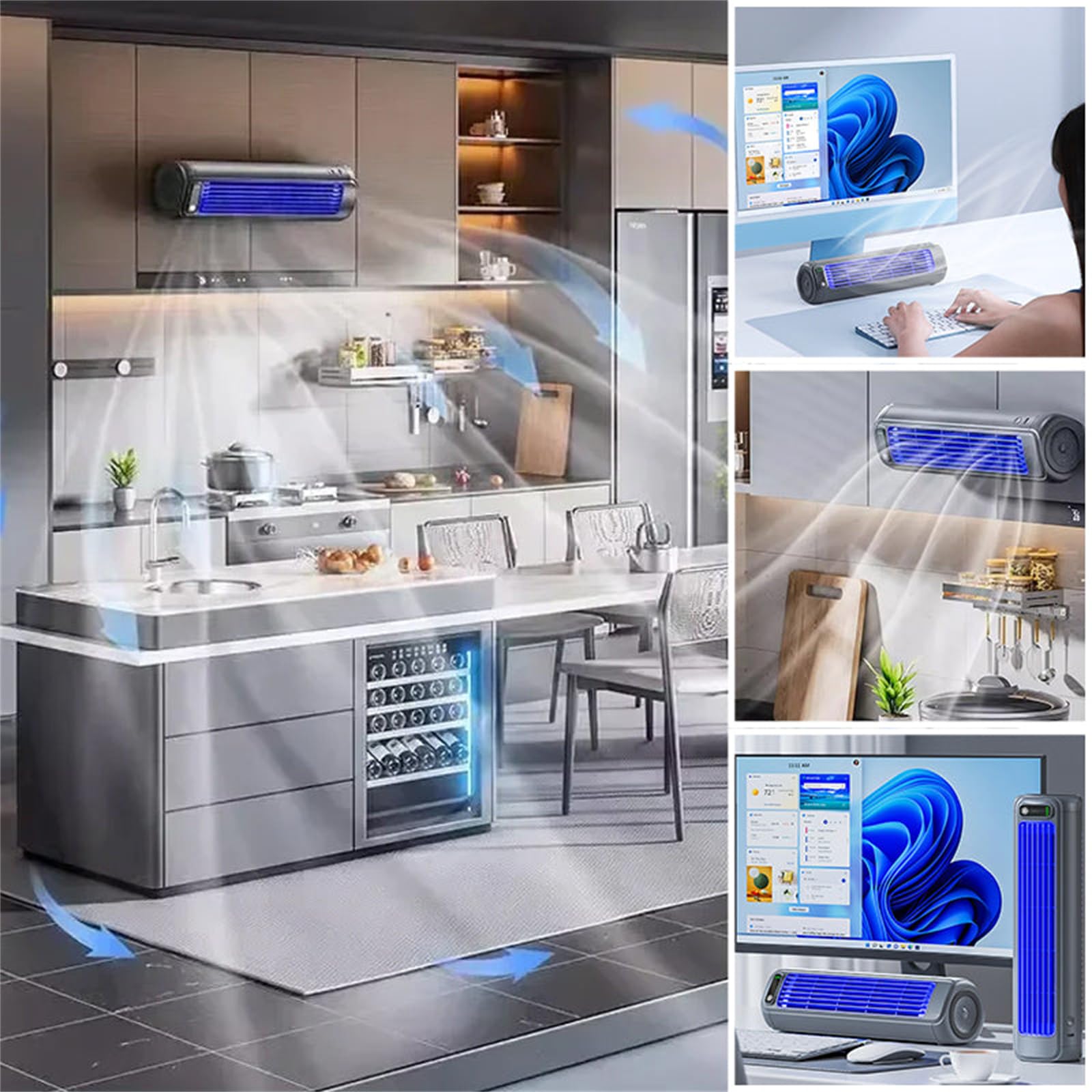 MEIION libiyi cooling ace 2.0 Tragbarer Luftkühler, 3 Geschwindigkeiten Leiser Wandventilator für Schlafzimmer und Büro, wiederaufladbar