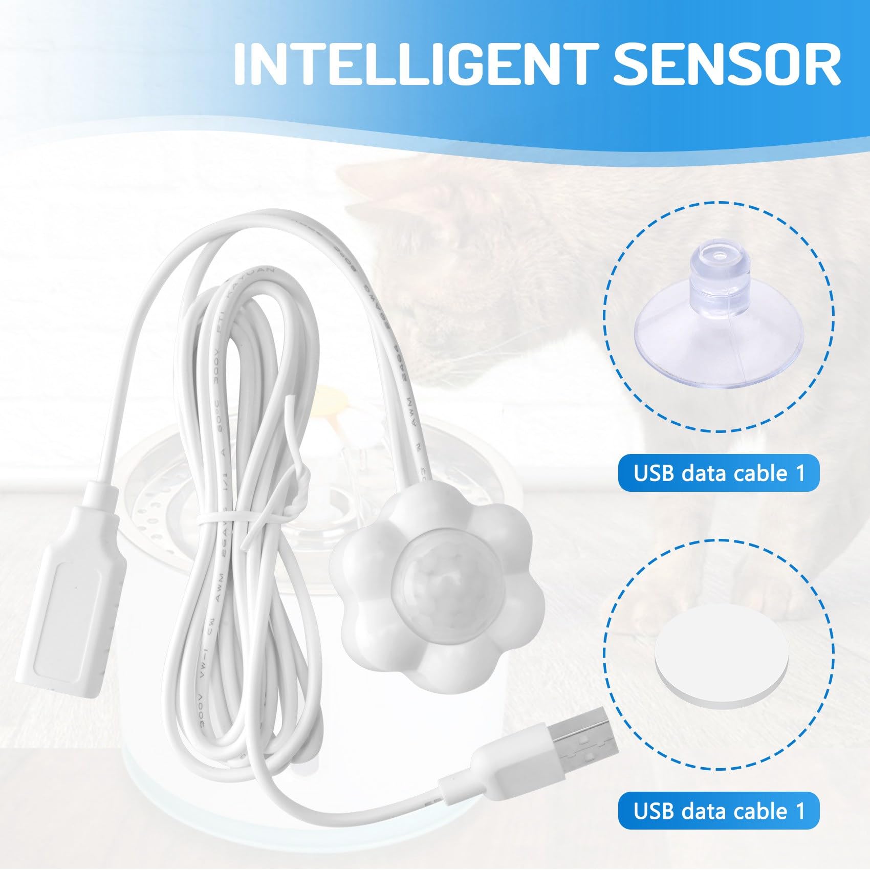 Sensore di Movimento Intelligente Distributore di Fontane per Cani e Gatti Rilevatore di Accessori per Animali Domestici Universale USB a Infrarossi Intelligente